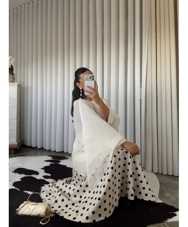 Pelerin kol bluz - Beyaz