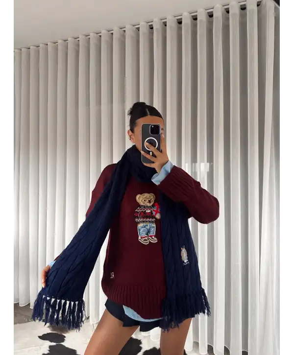 Teddy atkı - Lacivert