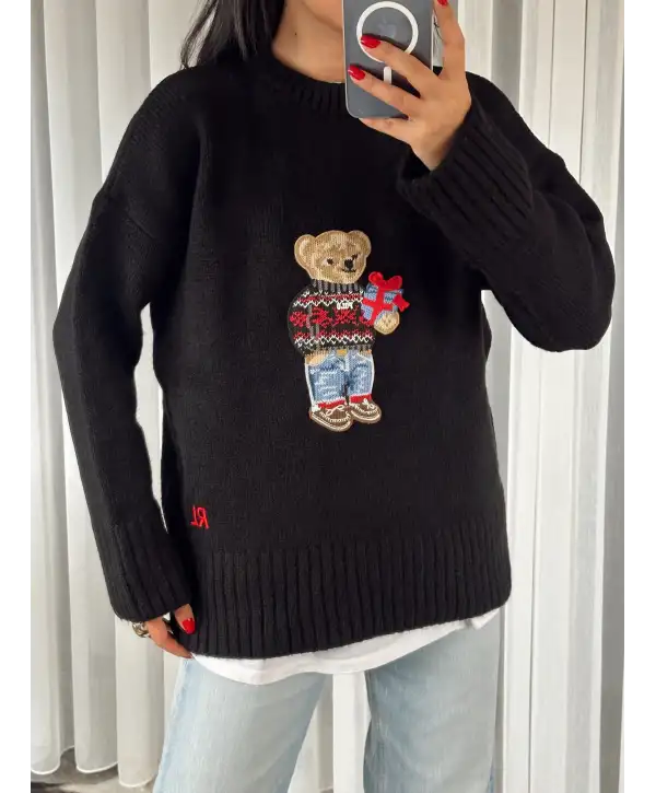 Teddy triko kazak - Siyah