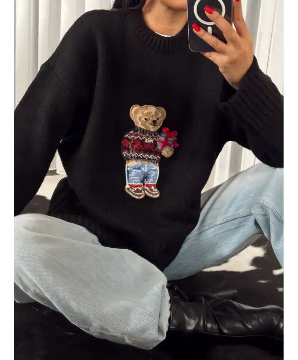 Teddy triko kazak - Siyah