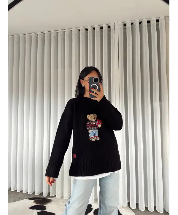 Teddy triko kazak - Siyah