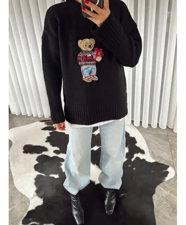 Teddy triko kazak - Siyah