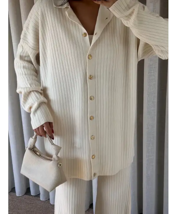 Triko gold düğmeli ikili takım