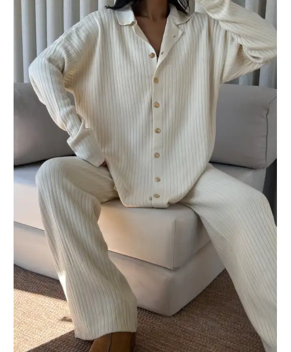 Triko gold düğmeli ikili takım