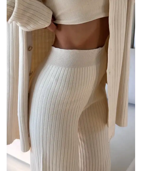 Triko gold düğmeli ikili takım