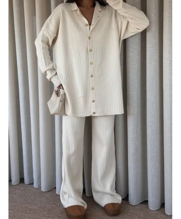 Triko gold düğmeli ikili takım