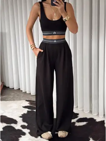 Beli lastikli ikili takım - Siyah