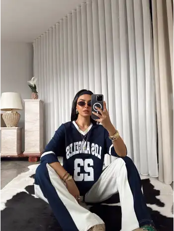 Baskılı eşofman takımı - lacivert