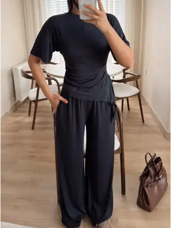 Ribana yan büzgülü takım - Antrasit