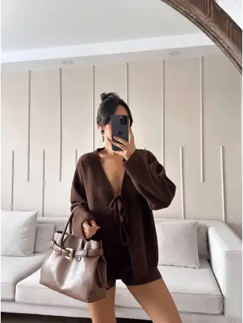 Bağlamalı oversize hırka