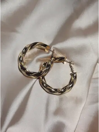 Burgulu Halka Küpe - Gold