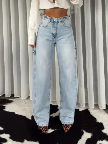 Buz Mavi Tokalı Jean