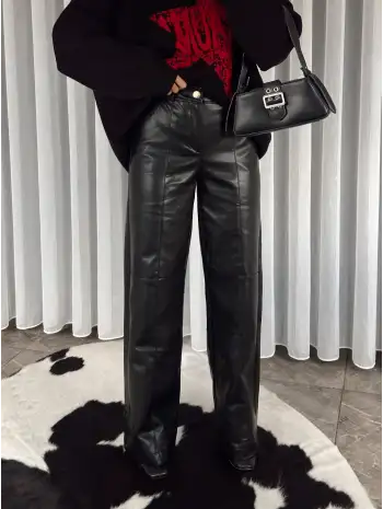 Deri pantolon - Siyah