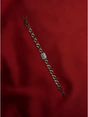 Işıltılı Künye Model Zincir Bileklik - Gold