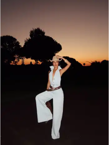 Sırt Detay Denim Tulum