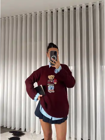 Teddy triko kazak - Bordo