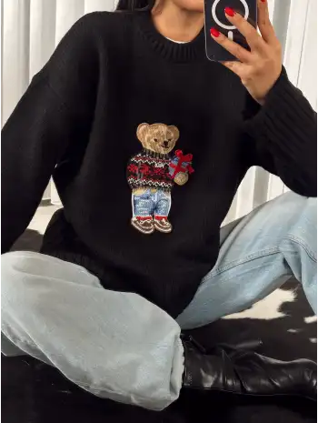 Teddy triko kazak - Siyah