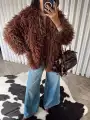 Marka model premium peluş kürk - Kahverengi