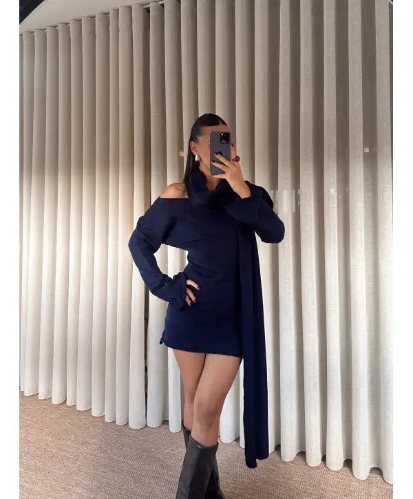 atkı detay mini elbise