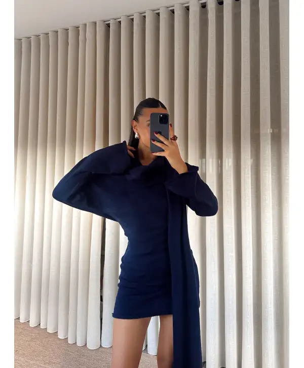 atkı detay mini elbise