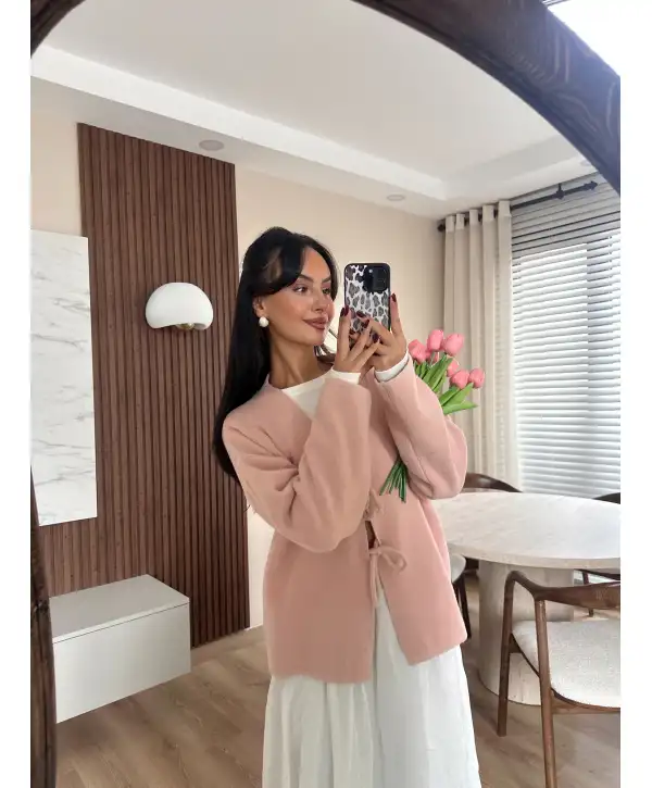 Bağlamalı oversize hırka