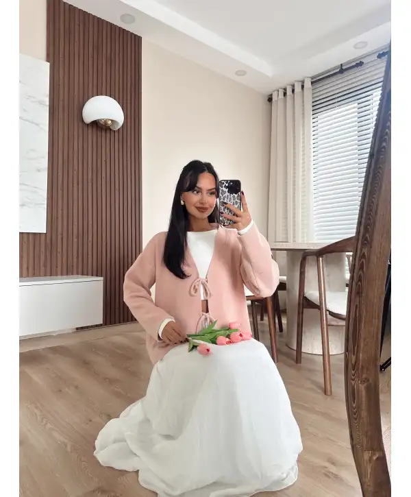 Bağlamalı oversize hırka