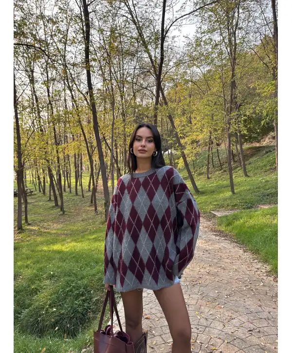 Baklava Desen Oversize Kazak