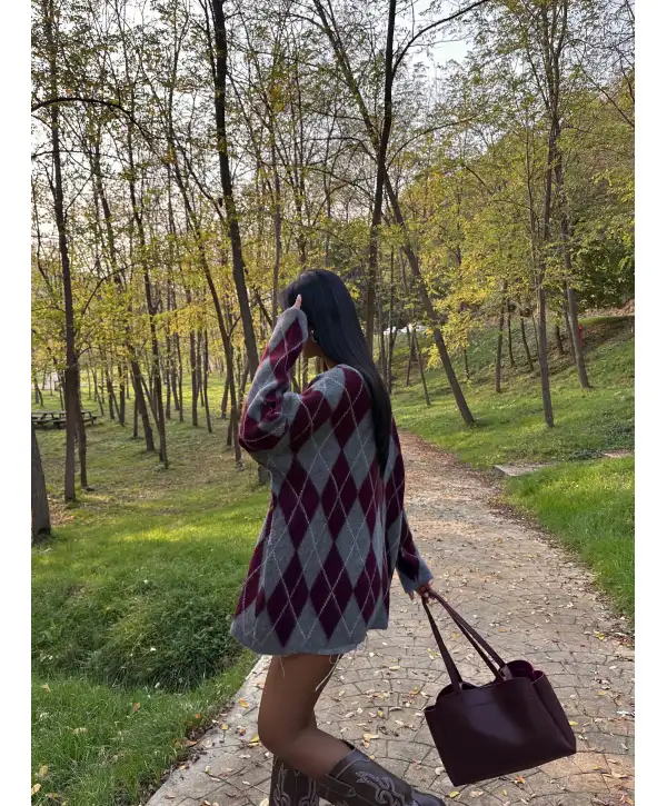 Baklava Desen Oversize Kazak