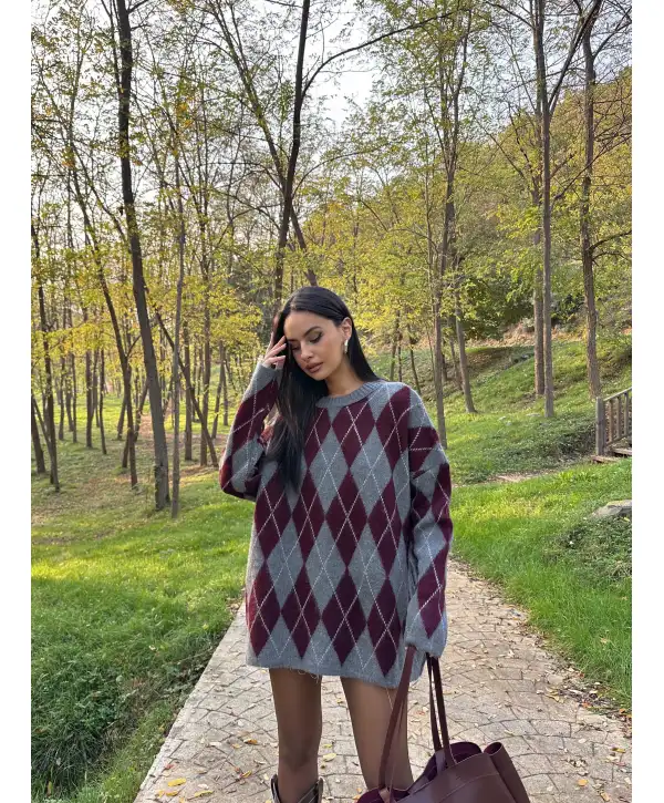 Baklava Desen Oversize Kazak