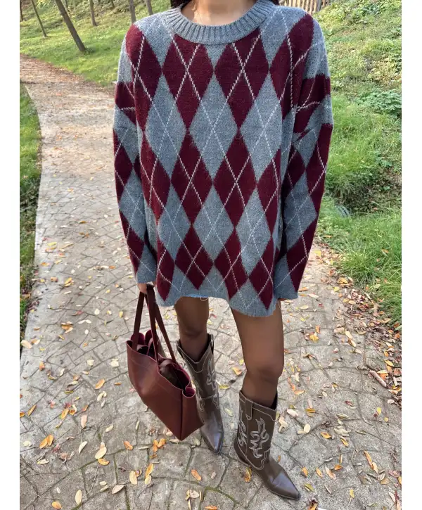 Baklava Desen Oversize Kazak