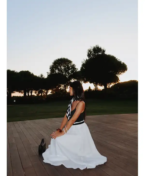 Bel Lastikli Şifon etek