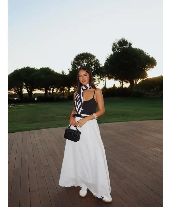 Bel Lastikli Şifon etek