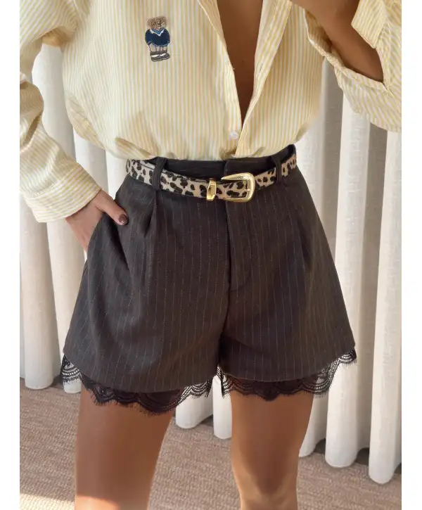 Dantel detay kuşaklı takım