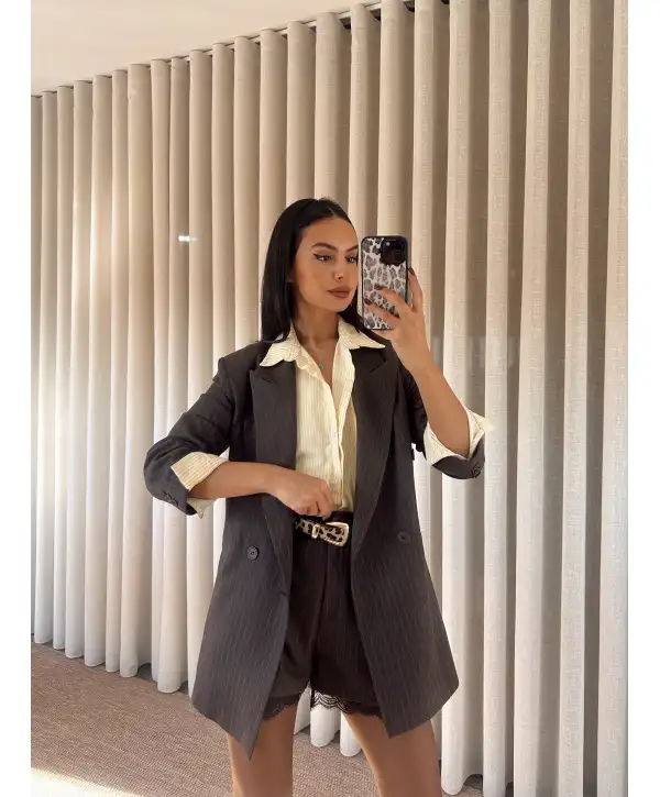 Dantel detay kuşaklı takım