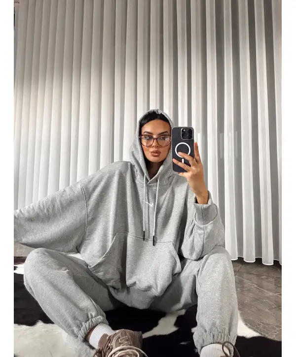 Marka muadil oversize eşofman takımı - Gri