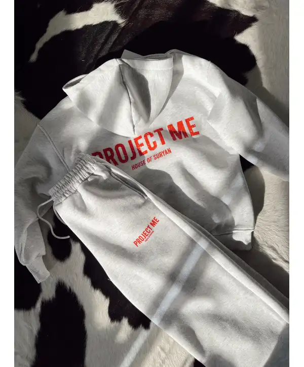 Oversize baskı detay eşofman takımı - Gri