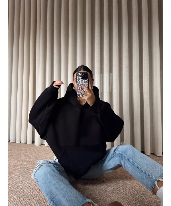 Oversize pamuklu sweat