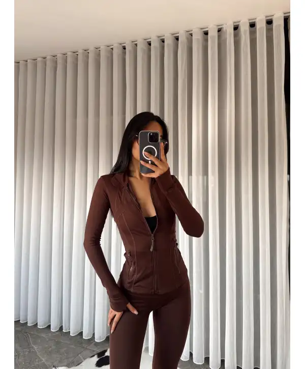 OYS muadil hırka tayt takım - Kahverengi