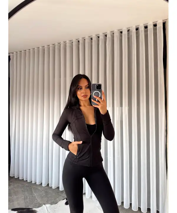 OYS muadil hırka tayt takım - Siyah