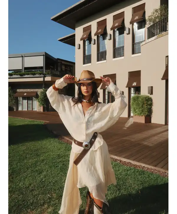 Şifon asimetrik kesim astarlı etek