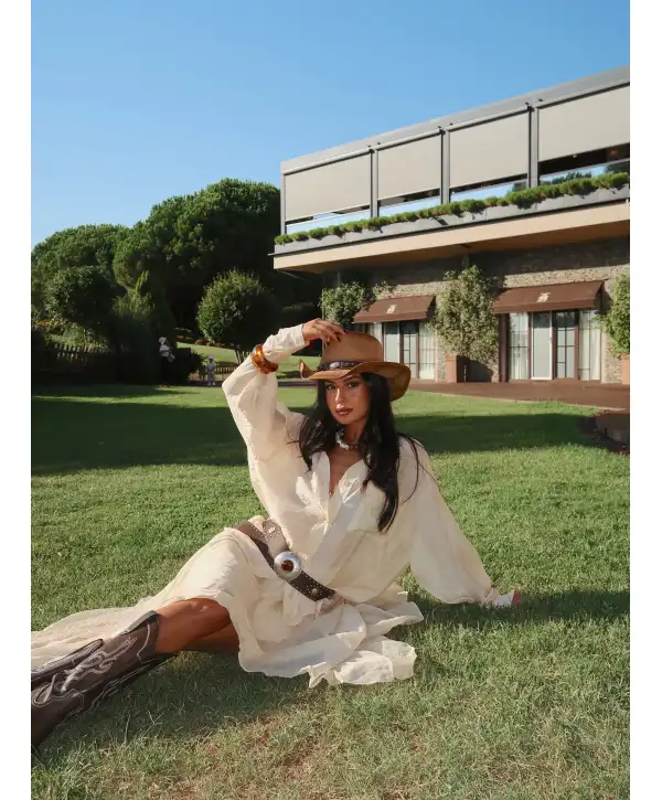 Şifon asimetrik kesim astarlı etek