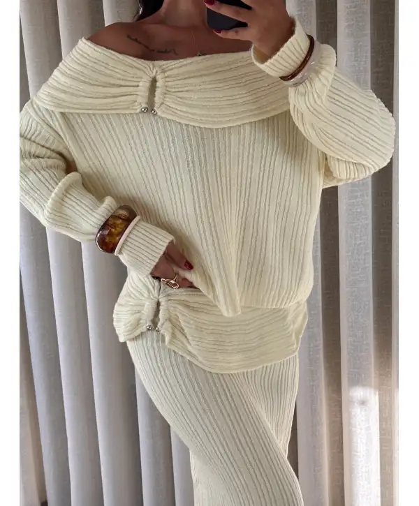 Tereyağ sarısı ikili takım