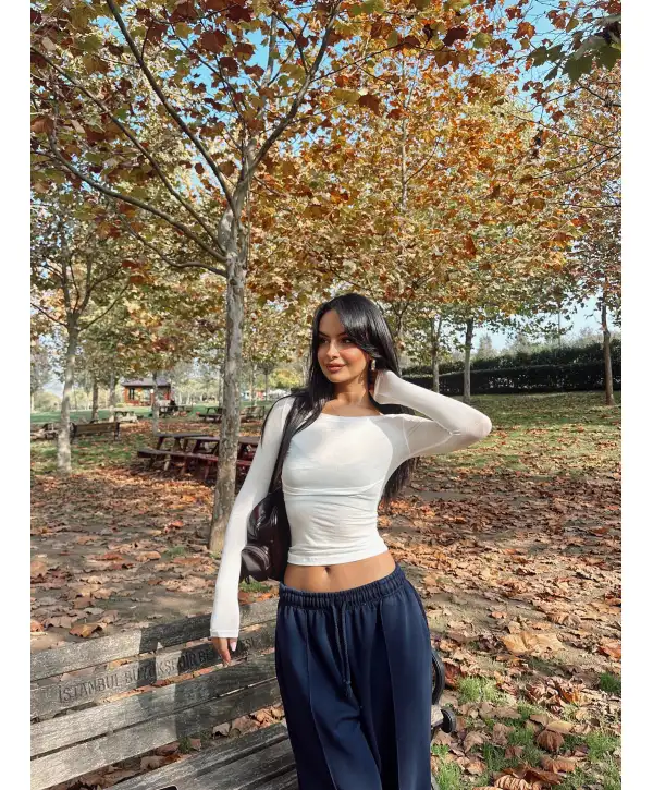 Transparan bluz - Beyaz