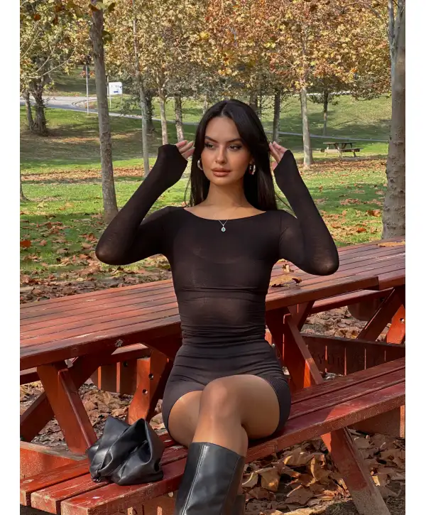 Transparan bluz - siyah