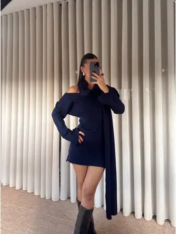 atkı detay mini elbise