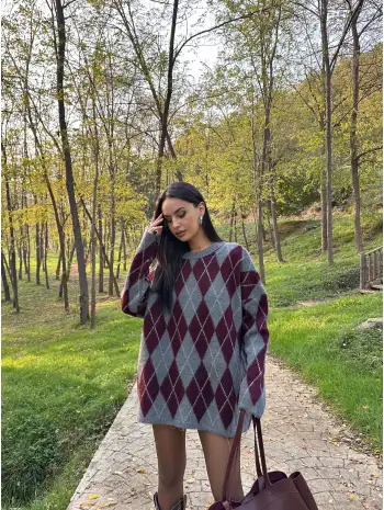 Baklava Desen Oversize Kazak