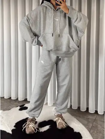 Marka muadil oversize eşofman takımı - Gri