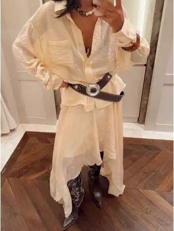 Şifon asimetrik kesim astarlı etek