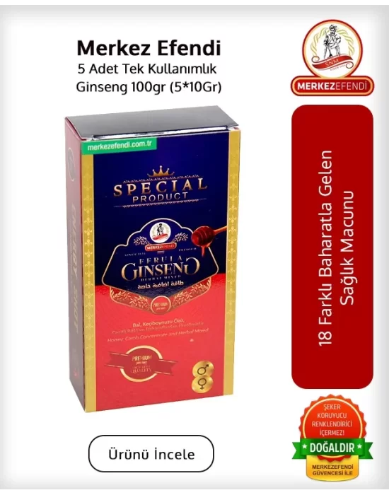 Merkez Efendi 5 Pcs Disposable Ginseng 100gr (5*10Gr)