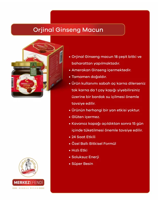 Merkez Efendi 18 Baharattan Oluşan Ginseng li Macun 240 Gr 3 Adet